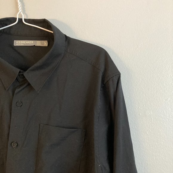 Icebreaker Men’s Button Up Shirt Merino Wool Black Size Large - Picture 2 of 8